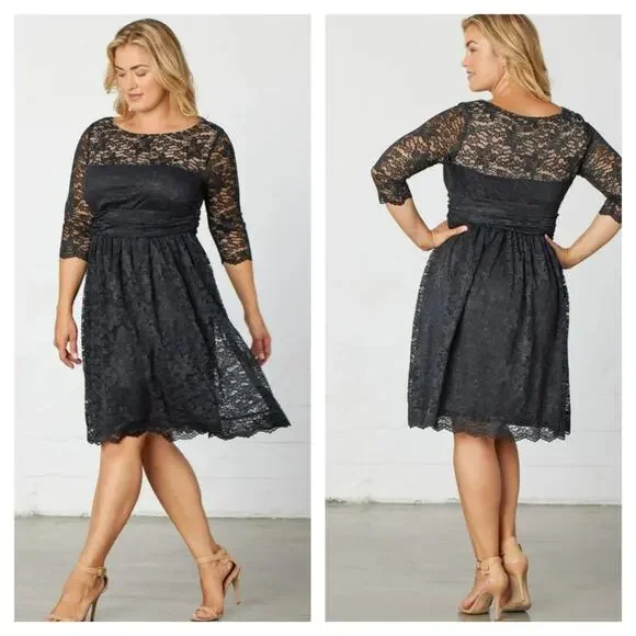 Kiyonna Luna Lace Dress Black 5X